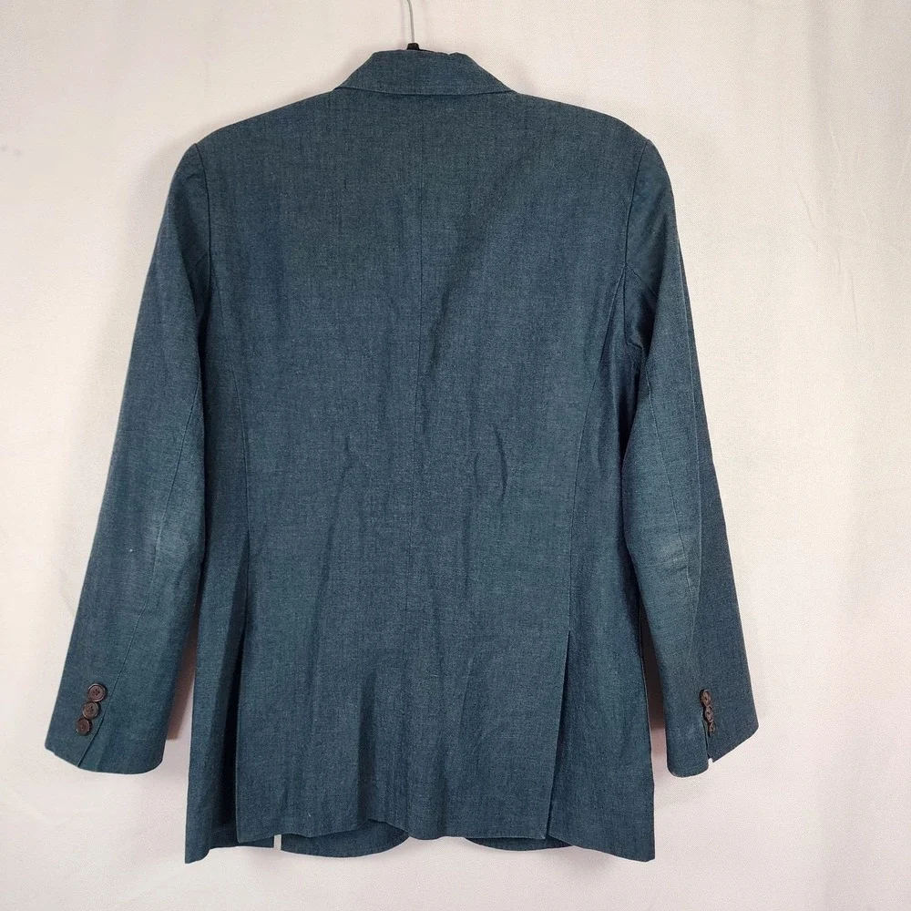 Frank and Oak Blazer Laurier Fit Heather Blue Classic Preppy Quiet Luxury Sz 36